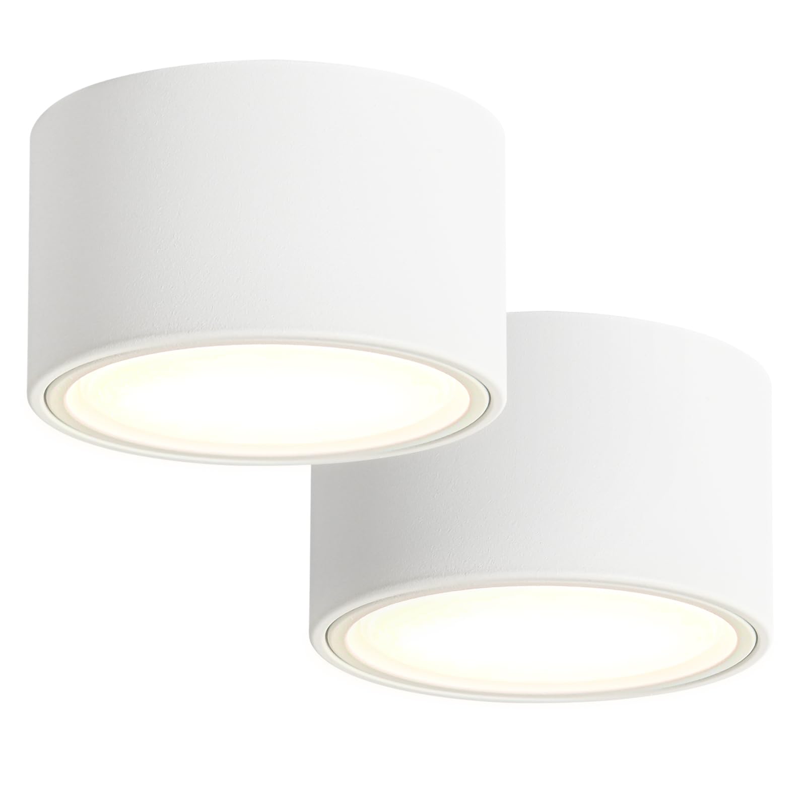 KYOTECH 2x LED Focos de Superficie - 3000K Focos de Techo Blanco Mate 6W 550LM GX53 LED Focos de Superficie - Ø95x55mm Superficie 230V Lámpara de Techo Focos de Techo para Dormitorio Sala de Estar