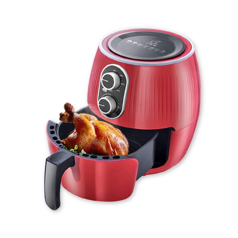 Xyanzi 4.5L Air Fryer,1400W，Oil Free Chip Fryer Electric Air Fryer W/Timer, Temperature Control, Detachable Basket for Healthy Oil Free Low Fat Cooking,Red (Color : Red)