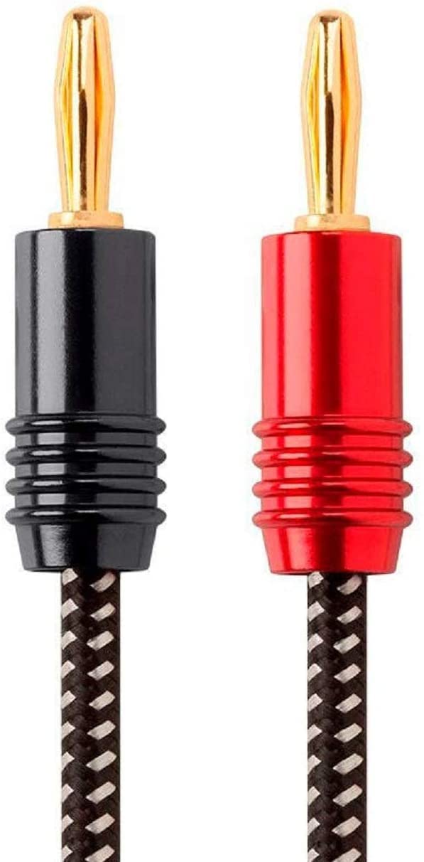 Monoprice Premium Braided Speaker Wire 14AWG - With Gold Plated Banana Plug Connectors - Affinity Series, 4 Pack, 3 Feet