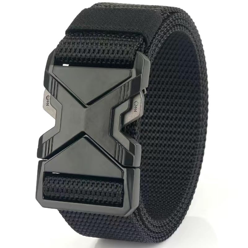 Tactical Nylon Belt with X-Design Automatic Buckle, Military Style Waist Belt, 3 Colors3