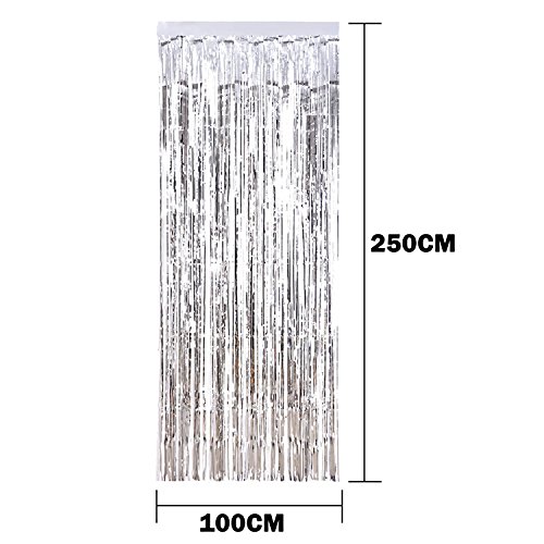 4 Pack Foil Curtains Metallic Fringe Curtains Shimmer Curtain For Birthday Wedding Disco Party Decorations (Silver) #TOP5