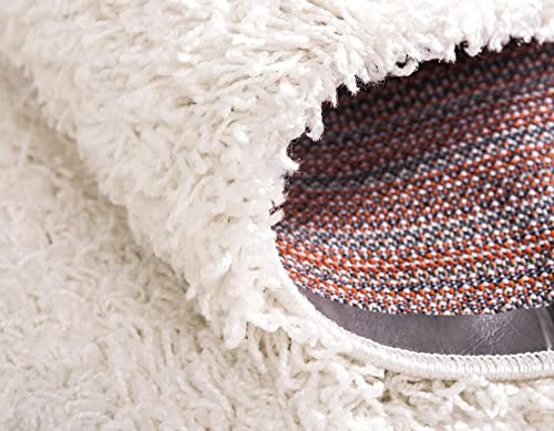 Unique Loom Solid Shag Collection Area Rug (2' 7" X 10' Runner, Snow White) #TOP5