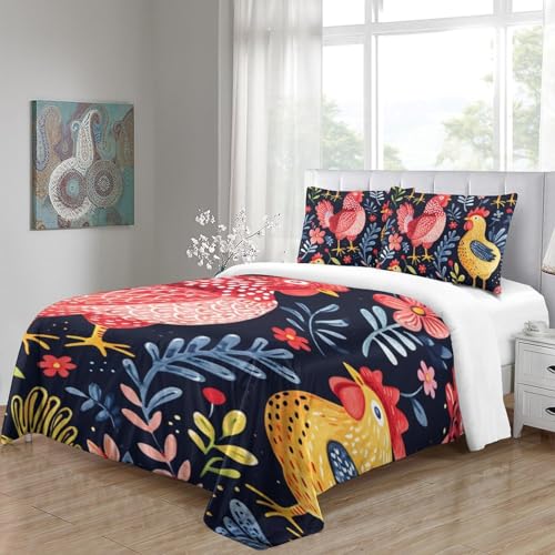 Parure de lit coq 3D 140x200 microfibre housse de couette single - 5