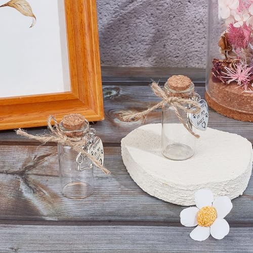 DELORIGIN 2 Stück Gedenkflasche Aus Glas Mit Tierhaaren Wunschflasche Aus Glas Mit Herzanhänger Und Korkverschluss Andenkenurne Für Hunde Und Katzen Für Die Asche Haustieren