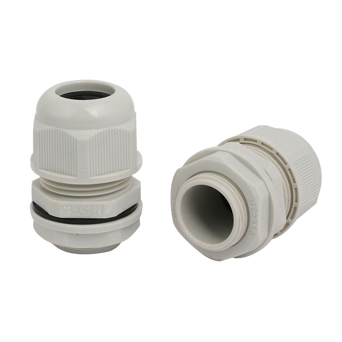 Aexit M25x1.5mm 6.4mm-8.7mm Transmission Range Nylon 2 Holes Adjustable Cables Gland Gray 10pcs