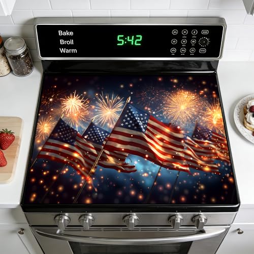 Image of Stove Burner Covers Non-Slip Electric Cooktop Protector Mat (Flag)