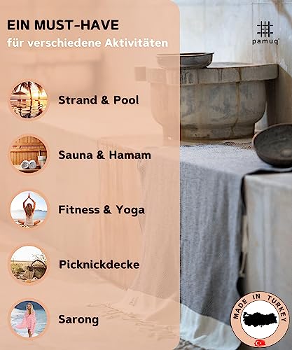 pamuq® Strandtuch XXL – Hamamtuch, Saunatuch, Badetuch & Duschtuch aus Baumwolle, handgemacht, leicht, saugstark, schnelltrocknend… – Ansicht 4