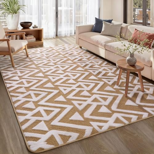 Ompaa Ultra Soft Shaggy Rugs Memory Foam Bedroom Carpet, Beige