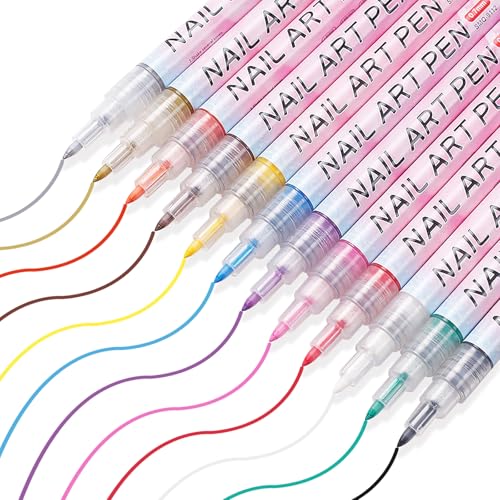BOBOPACK Rotuladores para Uñas 12 Colores, Kit de Dibujo para Diseño de Uñas, Pintura para Manicura, Decoración de Uñas con Punta Fina, No Tóxico, Secado Rápido, Ideal para Principiantes y Profesional