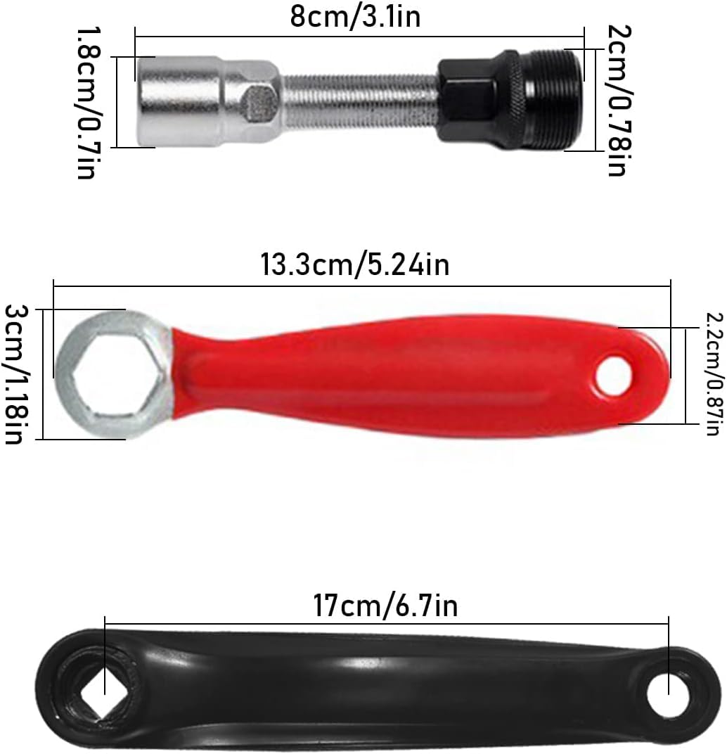 CHENKEE Manivela de Bicicleta Brazo Izquierdo 170mm Agujero Cuadrado Bielas de Metal con Herramienta de Desmontaje