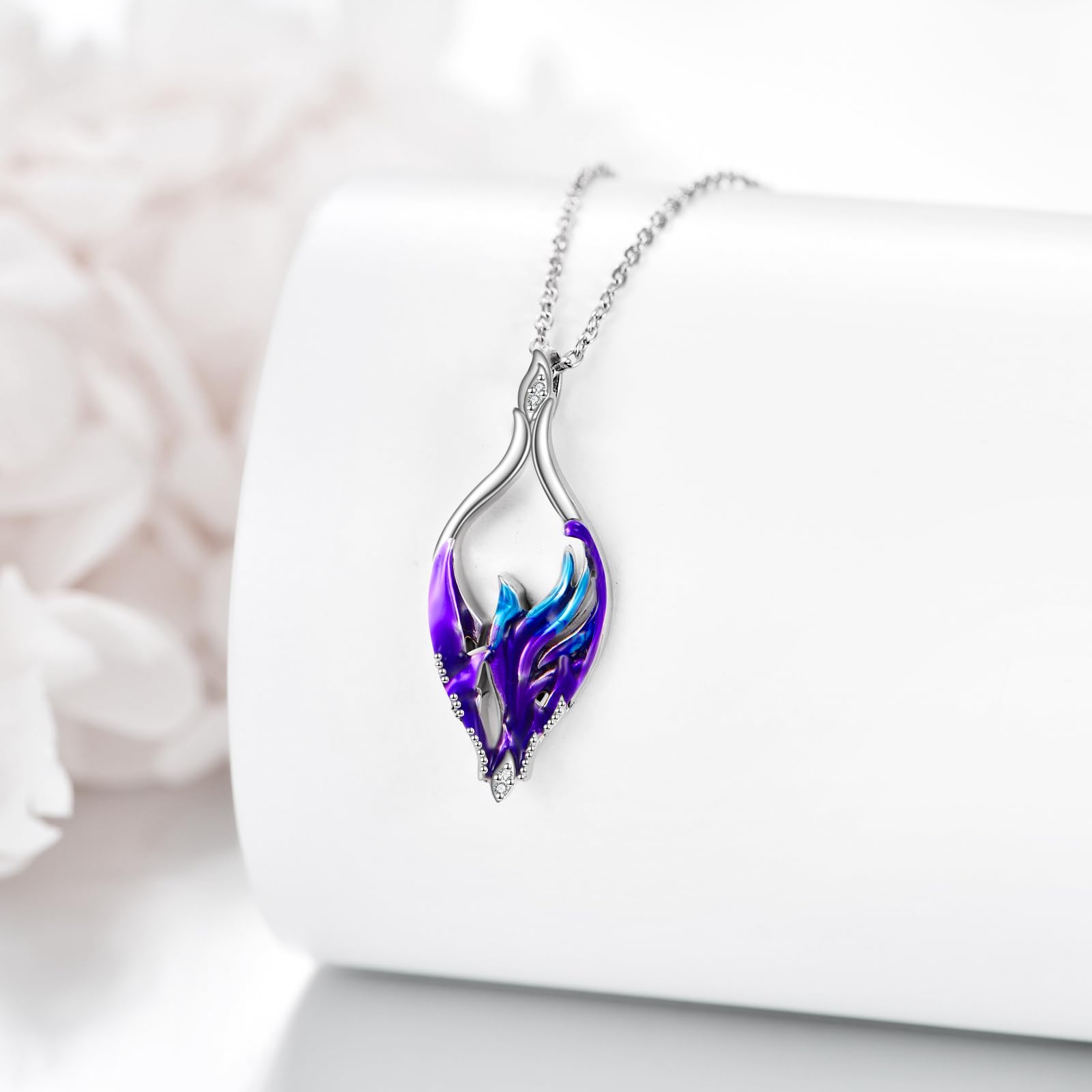 YAFEINI Collar de piedra lunar para mujer, plata de ley 925, colgante de fénix, piedra lunar, regalo para mujeres y niñas