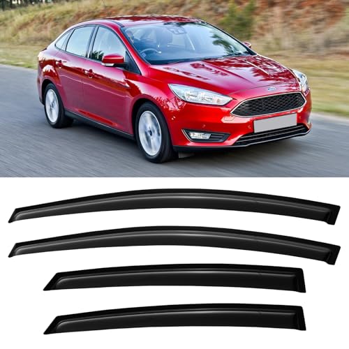 Image of Window Visors Rain Guards Shield for 2012-2018 Ford Focus Sedan & Hatchback, Out-Channel Window Vent Wind Deflectors Visors Shades for 12-18 Focus (Not for Focus RS & ST)