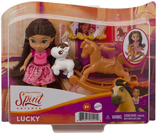 Dreamworks Spirit GXF11 - "Spirit - frei und ungezähmt" Lucky Puppe (10cm), 5 bewegliche Gelenke und Zubehör: Schaukelpferd, kleines Pferd und mehr, tolles Geschenk für Kinder ab 3 Jahren – Bild 7