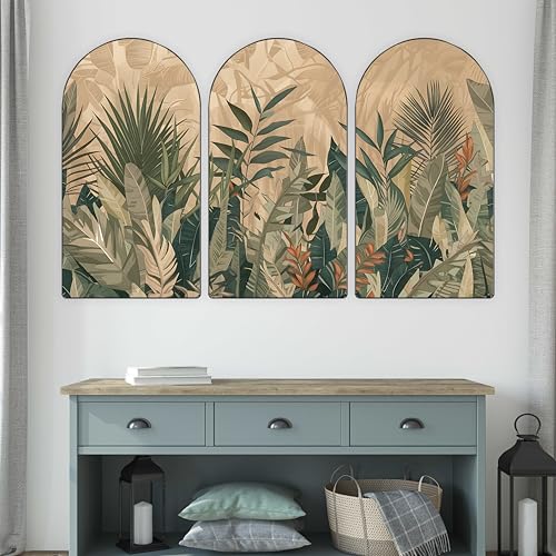 Image of Livin'luxe Set of 3 Tropical Palm Leaves Wall Painting for Living Room, Bedroom, Hotels - Big Size Stylish Frame 50 inch x 30 inch Wall Art for Home Decoration RPNL-36