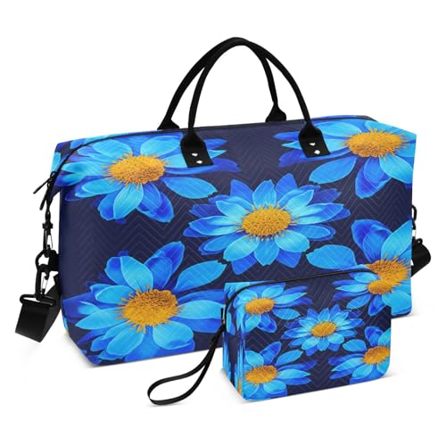 Large Foldable Travel Duffel Bag, Waterproof Gym Bag for Men & Women, Carry-On Luggage Weekender Overnight Bag, Midnight Bloom