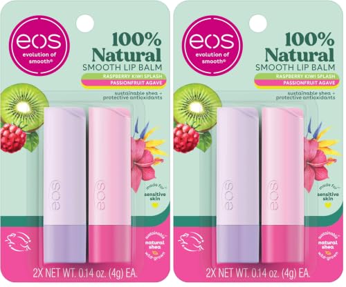 Image of eos 100% Natural Lip Balm, Assorted Fruit Flavors, 0.14 oz, 4-Pack