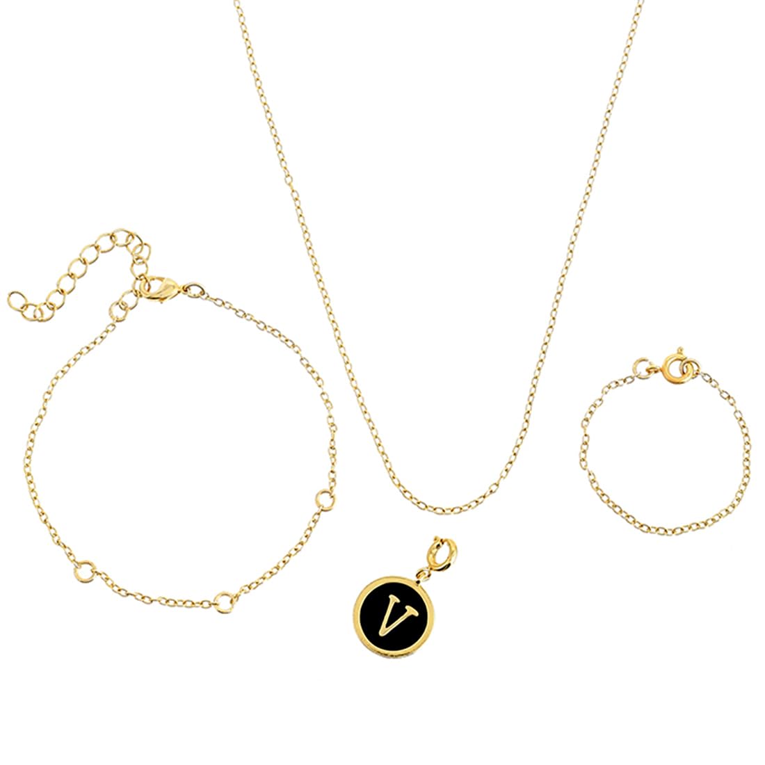 Valentine's Day Collection Alphabet V Black Enamel Charm|Valentine Gift For Her|Gift For Wome|Gift For Her|