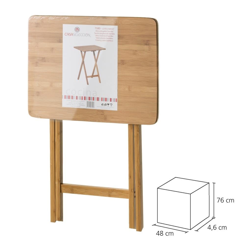 Mesita Plegable de bambú marrón nórdica de 49x37x65 cm