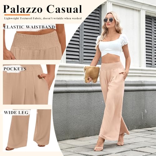 Findsweet Crinkle Palazzo Pants – High-Waisted Wide-Leg (Black) — view 5