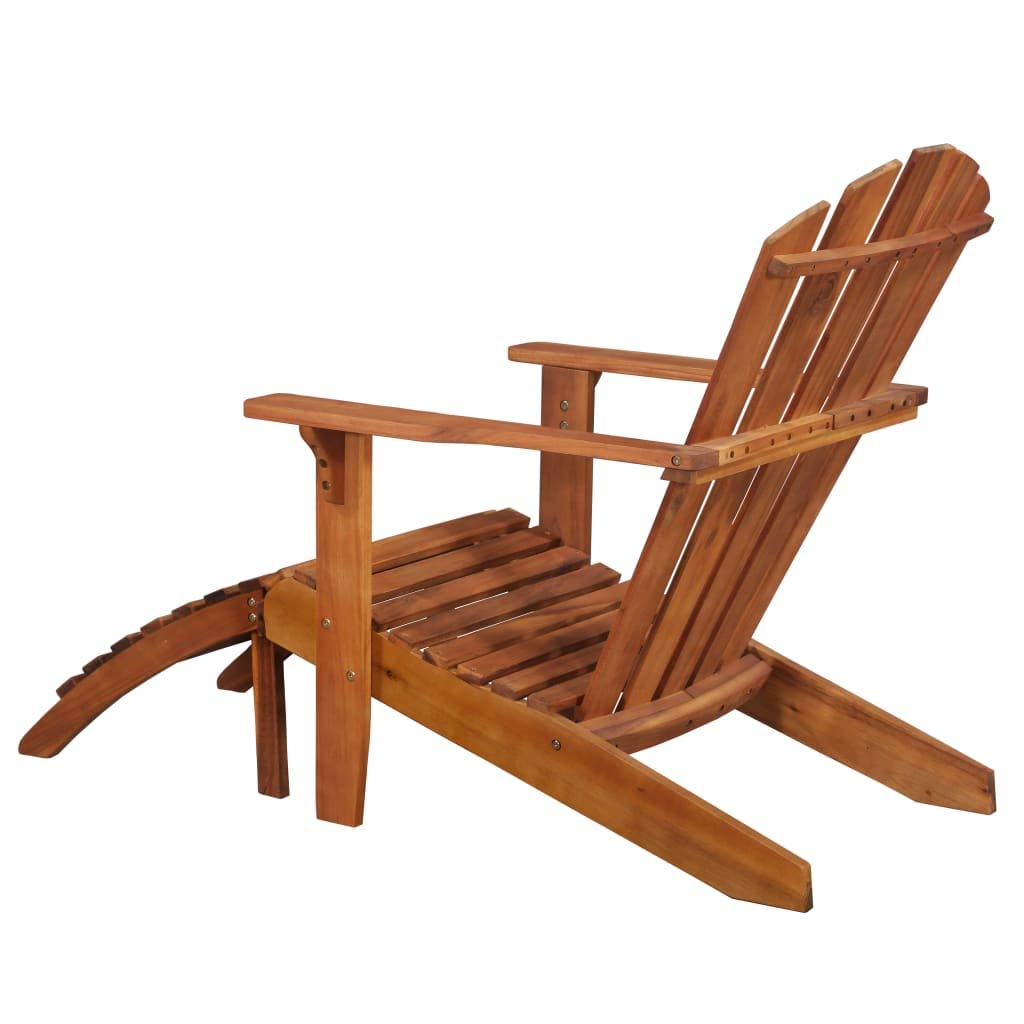 Adirondack - Poltrona da giardino in legno massello di acacia con poggiapiedi, ergonomica, trattata a olio, resistente alle intemperie e facile da pulire, facile da montare