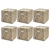 ANMINY 6PCS Storage Cubes Leopard Cheetah Print Velvet Fabric Storage Bins for Shelves, Collapsible Washable Closet Storage Baskets Boxes with...