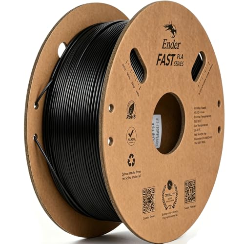 Creality Ender-Fast-PLA フィラメント 1.75mm径 ±0.03mm高精度 30-300mm/s高速印刷対応 正味1KG ボール紙スプール もつれ・目詰まり・ゆがみ・反りなし K2/K2 Pro/K2 Plus対応 全FDM 3Dプリンター用フィラメント（ブラック）