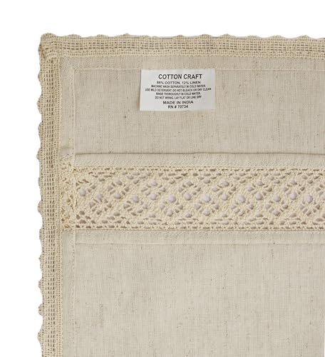 Serviettes de table en coton naturel avec dentelle lot de 8 réutilisables - 7