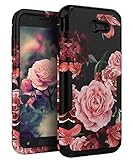 TIANLI Samsung Galaxy J7 2017 Case Cute Flowers for Girls/Women Smooth Surface Three Layer Shockproof Protective Cover for Galaxy J7 2017/J7 V/J7 Sky Pro/J7 Perx/J7V 2017/J7 Prime/Halo,Floral Black