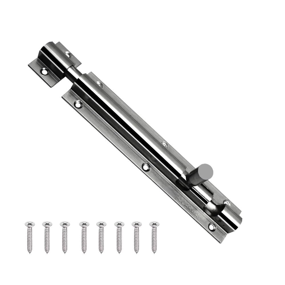 Hyderon Door Fittings | Towerbolt Satin Finish | 8" inch 200mm with SS Rod | Designer Kundi with Big Knob for Better Grip, Chitkani for Bathroom, Cabinet, Wooden Door (Pack of 8)-image-35