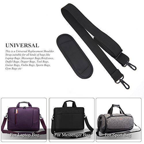 BRINCH Adjustable Thick Soft Universal Replacement Shoulder Strap for Laptop Case Computer Bag Luggage Duffel Messenger Bag (Long, Black)