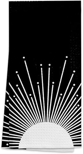 Miniatura 8 de OHSUL Toallas de cocina abstractas de estilo bohemio, amanecer, sol, sol, olas del océano, altamente absorbentes, paños de cocina, toallas de