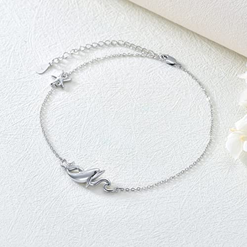 Image of 925 Sterling Silver Anklet Foot Bracelet with Crystal from Austria, Anklet Jewelry Gifts for Women 11 Inch Adjustable