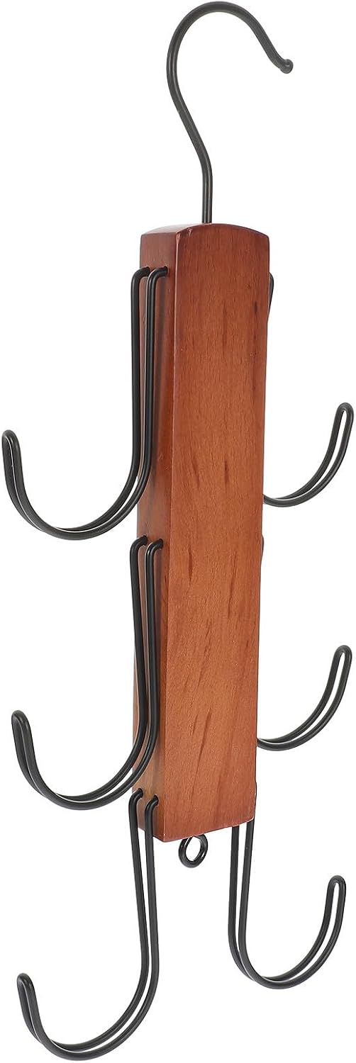 INOOMP Wooden Rotary Purse Hanger Organizer for Closet with Stable Arc Design No Installation Required Bag Organizer Hangers Suitable for Purse and Backpacks in Bedroom