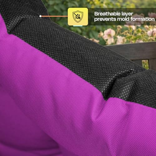 Miniatura 2 de Superkissen24. Cojín Para Banco Exterior 100x50x60 2x 48x96 Cm Asiento Cómodo E Impermeable Para Bancos Y Columpios De Jardín, Terraza - Fucsia
