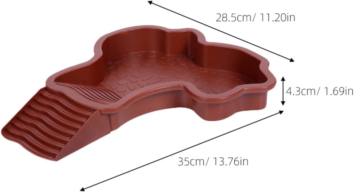 Mikikit 2pcs Turtle Basking Ramp with Non-Slip Ramp and Integrated Plastic Basking Platform, Reptile Water Dish and Bathing Pool for Healthy Growth, Easy to Clean Terrarium Accessory