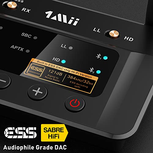 1Mii B03Pro Bluetooth 5.0 Transmitter Receiver For Home Stereo Tv, Hifi Wireless Audio Adapter With Audiophile Ess Dac & Aptx Hd/Low Latency, Long Range, Optical Rca Aux 3.5Mm Outputs/Inputs #TOP3