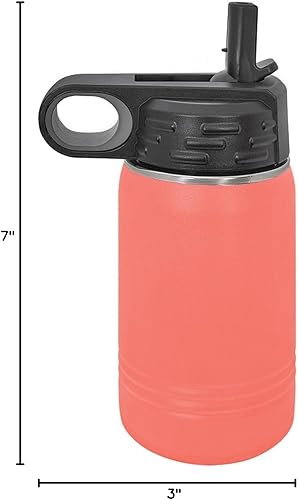 Vista 193 de LaserGram Botella de agua personalizada, palitos de lacrosse, acero inoxidable de doble pared aislada al vacío con popote superior, regalo grabado