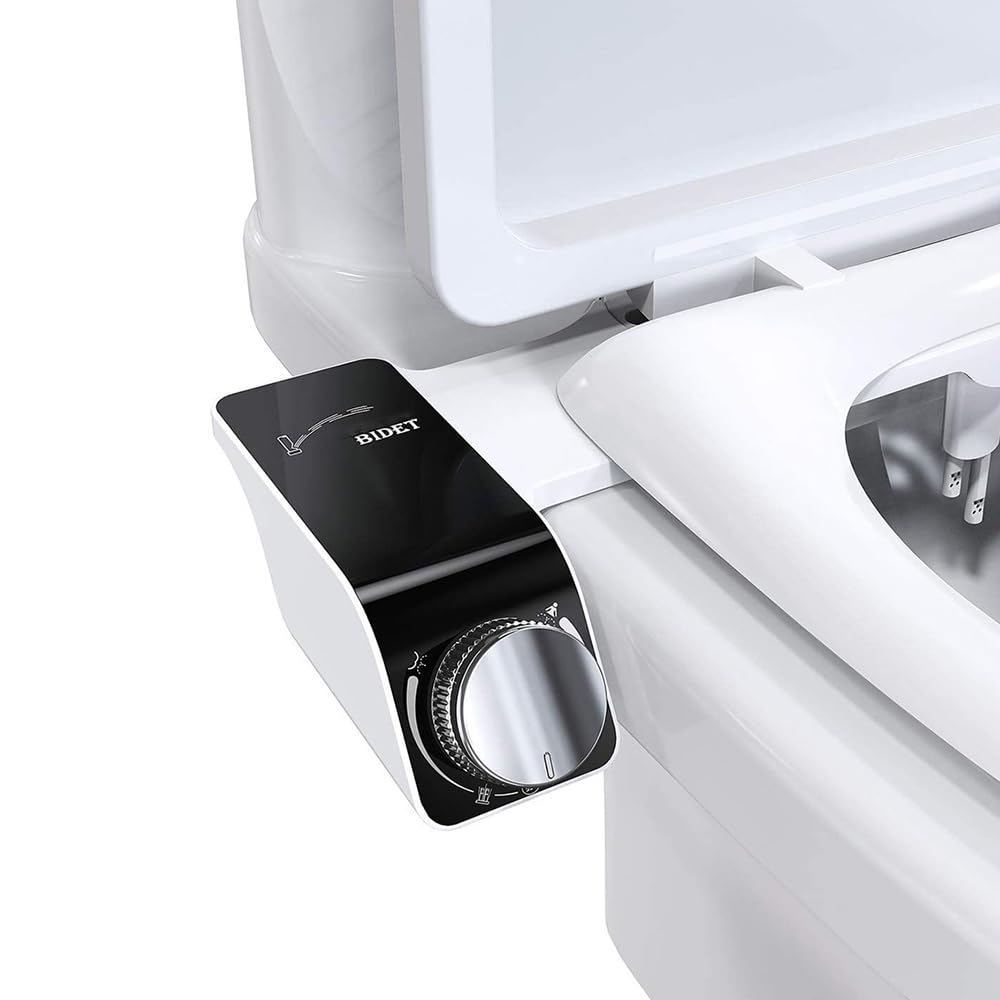Self-Cleaning Non-Electric Dual Nozzle Bidet Attachment for Toilet Seat Jet Spray for Toilet Bathroom Bidet Toilet Sprayer, Adjustable Water Pressure, Rear and Feminine Wash
