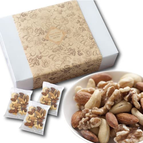 【ギフトボックス】ミックスナッツ 小分け 約790g (個包装込 36袋) (アーモンド カシューナッツ クルミ) 無添加 無塩 無植物油 個包装 小袋 小分け ギフト包装 ミノヤ