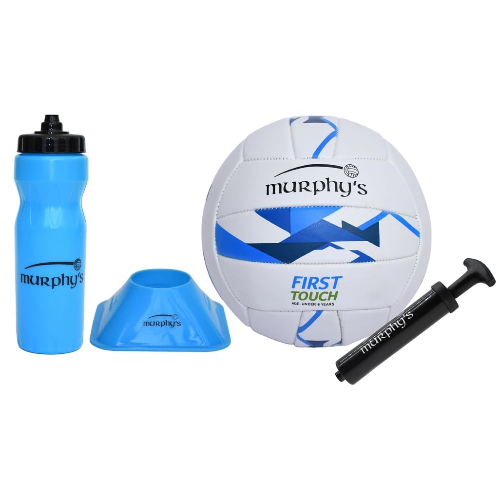 Murphy’s First Touch Gaelic Football Gift Set, Beginner Gaelic Football Training Kit with Ball, Kicking Tee, Handpump and 750ml Water Bottle, Blue