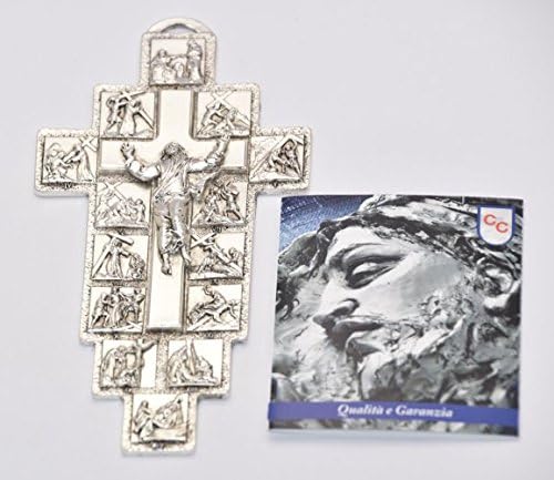 14 Stations of the Cross Metal Wall Plaque & Lourdes Prayer Card
