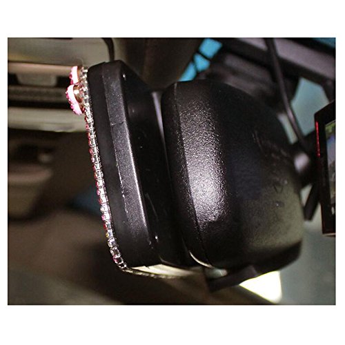 Blingshd Car Rear View Mirror With Crystal Diamond Butterfly - Pink #TOP6