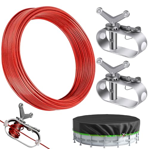 Drahtspannseil für Poolplanen,Länge 31 m mit 2 Stück Spannschloss für Seil Poolabdeckung,Seilspanner für Poolplane,Drahtseil Spanner mit Drahtseil,für Poolplanen Befestigung Winter Pool Zubehör