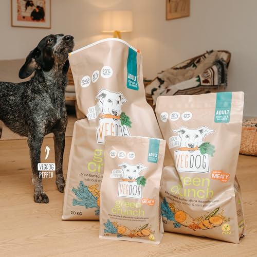VEGDOG Green Crunch hypoallergenes Trockenfutter (4 kg) | Adulte Hunde | ohne Gluten, Getreide und Soja | Alleinfutter für Allergiker mit Erbsenprotein