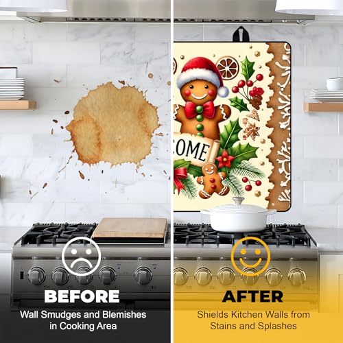 Image of NYZE Christmas Stove Top Cover for Electric Stove,Glass Stove Top Cover,Heat Resistant Glass Cooktop Cover,Stovetop Protector, Kitchen Decor,Dish Drying Mats Cover for Washer Ceramic Top 28.5x20.5 in