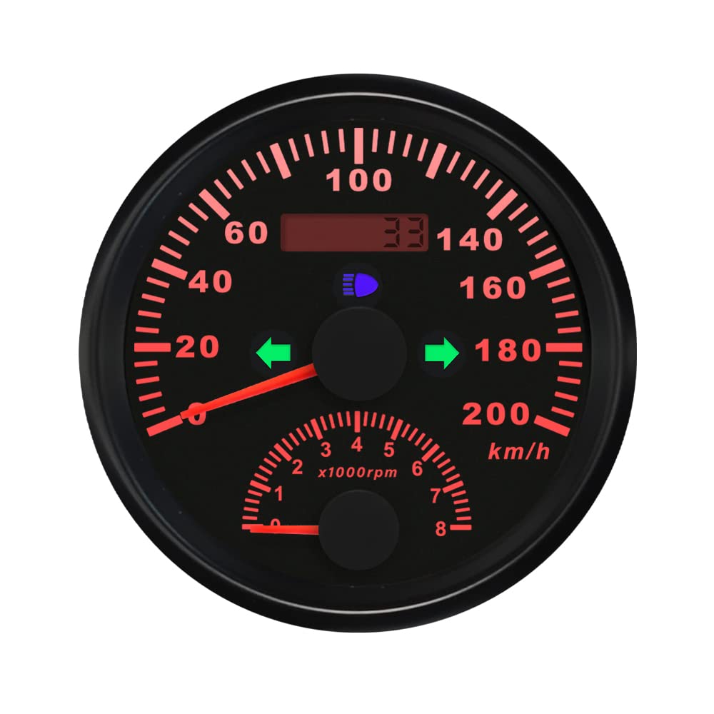 ELING 85 mm GPS prędkościomierz 0-200 km/h z obrotomierzem 0-8000 obr./min z podświetleniem 12 V do samochodów wyścigowych