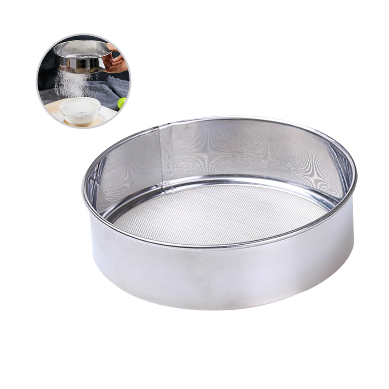 Ensemble de tamis de cuisson en maille d'acier inoxydable pour la cuisine-ensemble de 2 pièces pour la cuisson de gâteaux, le tamisage des pâtes et le secouage de la farine-passoire à main pour glaça