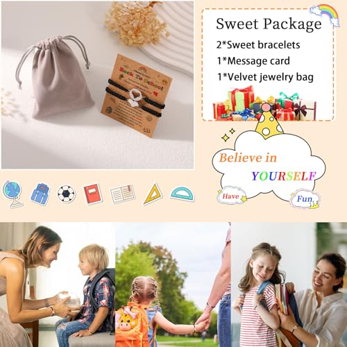 Image of P. BLAKE First Day of Kindergarten Bracelet Back to School Gifts Mommy and Me Matching Bracelets Set for Mother Daughter Son Girls Boys Jewelry Gifts