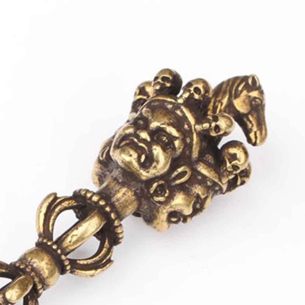 Vajra Dorje Bouddhiste En Laiton - Outil Rituel Tibétain Vintage - 8.3x2.5 Cm - 10