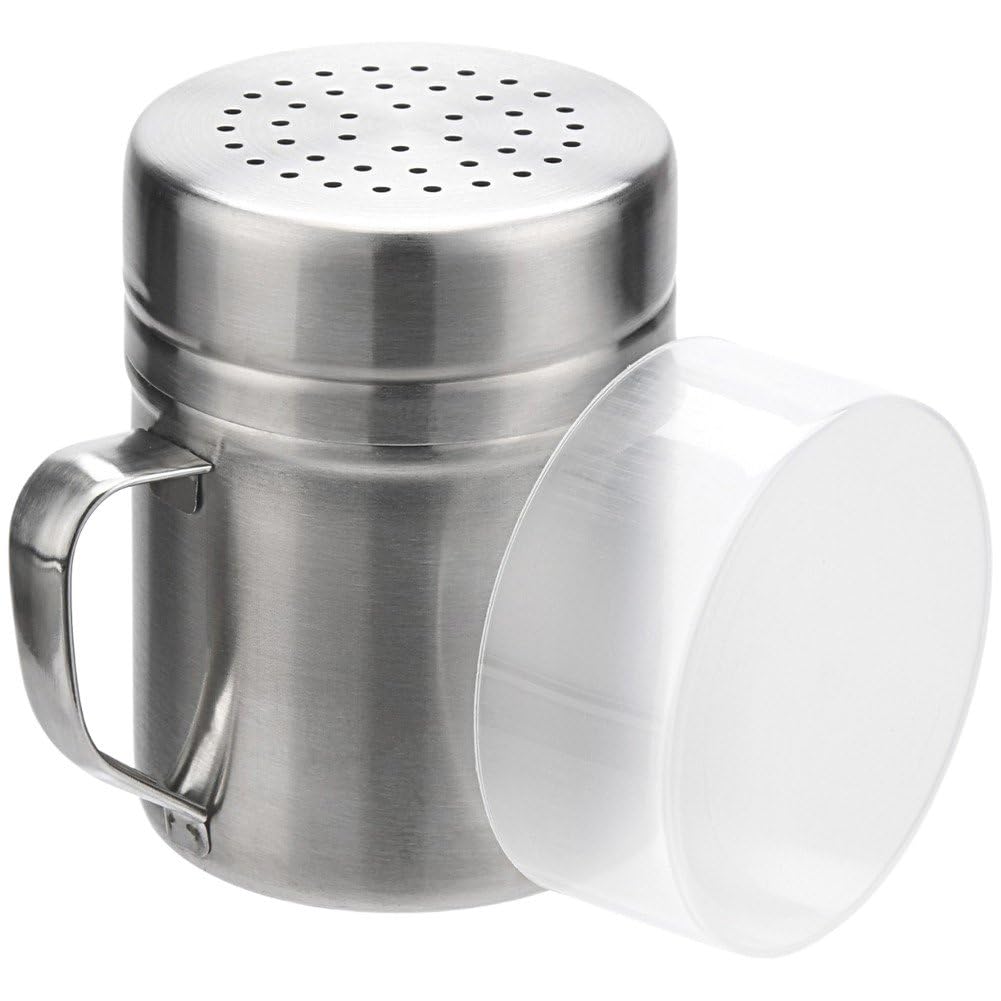 Baokuan Silver Stainless Steel Salt And Pepper Shakers With Lid And Handle Dredge Spice Seasoning Condiment Popcorn Salt Shaker Powder Sugar Flour For Cooking Kitchen Baking